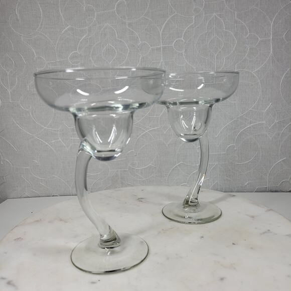 Libbey Bravura Margarita Glasses Clear Twisted Stem Hand Blown Cocktail Barware - Picture 5 of 13